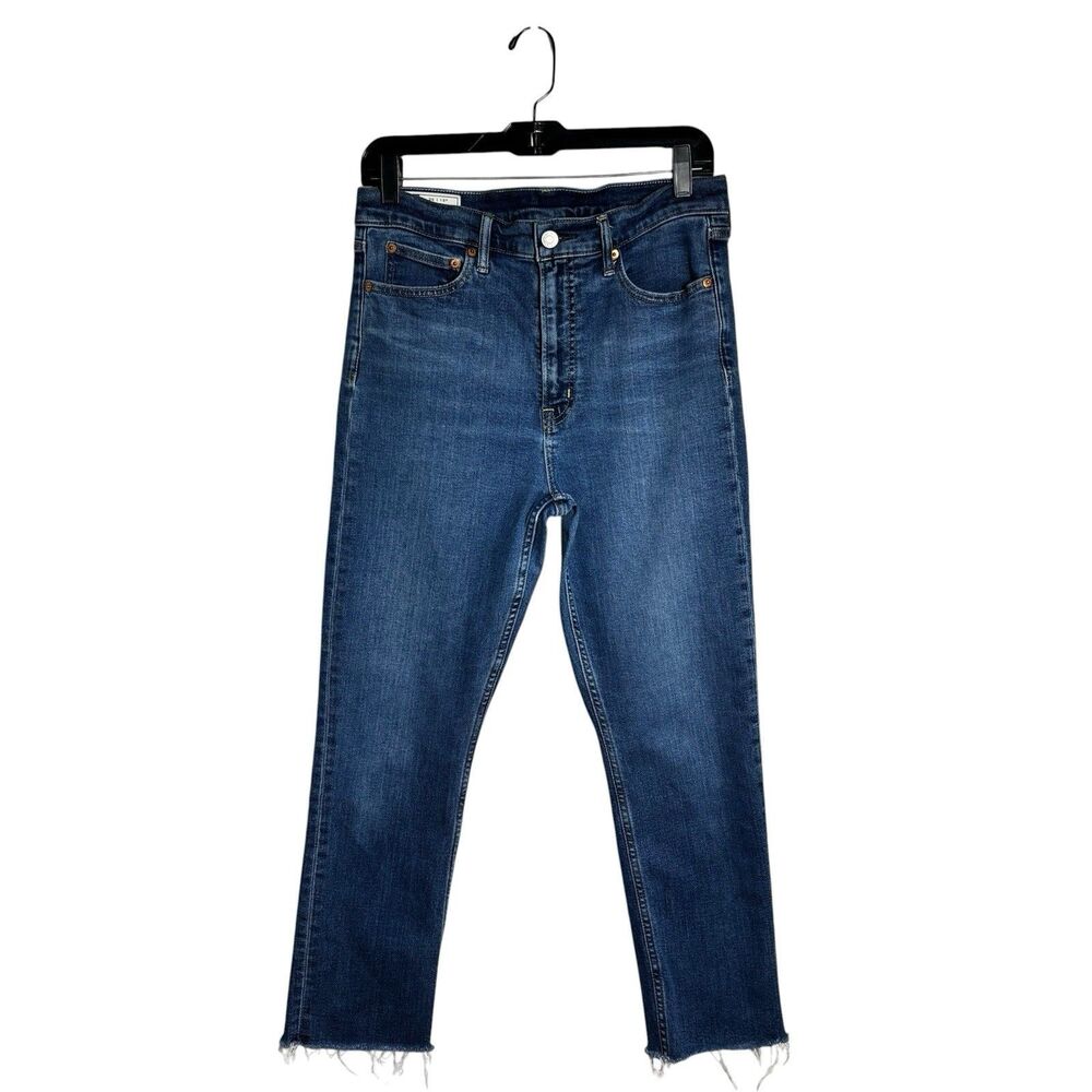 Gap Dark Wash Cigarette Vintage Slim High Rise Frayed Hem Jeans  30 Grunge Indie